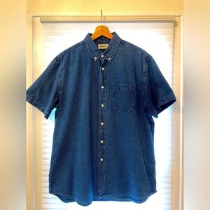 Taylor Stitch The Short Sleeve Jack Shirt Indigo Seersucker XXL 46